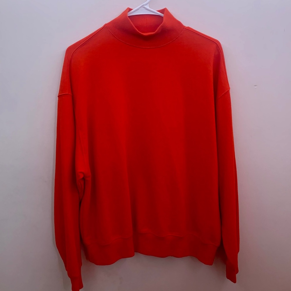 Red Oversized Turtleneck Sweatshirt